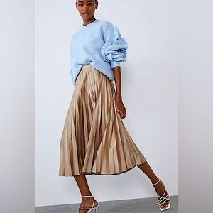 ZARA Satin Pleated Skirt
